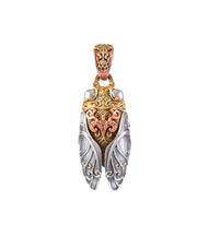 Retro Sterling Silver Golden Cicada Pendant Necklace