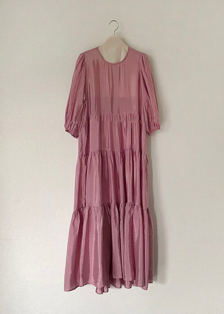 Rose Backless Cotton Long Dresses Exra Large Hem Bracelet Sleeve