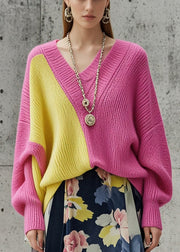 Rose Patchwork Knit Cozy Sweaters Oversized Fall