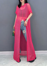 Rose Patchwork Tulle Long Smock O Neck Front Open Summer