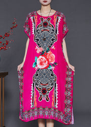 Rose Print Chiffon Holiday Dresses Side Open Summer