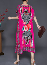 Rose Print Chiffon Holiday Dresses Side Open Summer