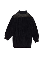 Sexy Black O-Neck Mink Velvet Thick Knit Sweater Fall