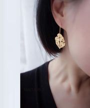 Sexy Khaki Copper Overgild Maple Leaf Drop Earrings