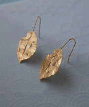 Sexy Khaki Copper Overgild Maple Leaf Drop Earrings