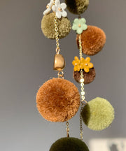 Sexy Multi Copper Overgild Hairy Ball Resin Drop Earrings