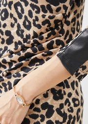 Silm Fit Asymmetrical Leopard Print Cotton Shirt Fall