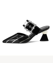 Silver Stylish Splicing Zircon Chunky Slide Sandals Hollow Out