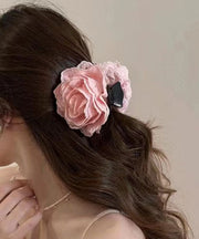 Simple Apricot Acrylic Cloth Camellia Hollow Out Flower Hairpin