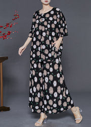 Simple Black Oversized Print Women Sets 2 Pieces Summer