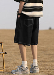 Simple Black Pockets High Waist Men Shorts Summer