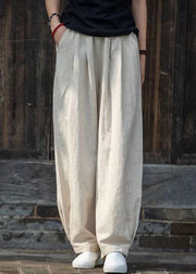 Simple Blue Pockets Solid Linen Pants Summer