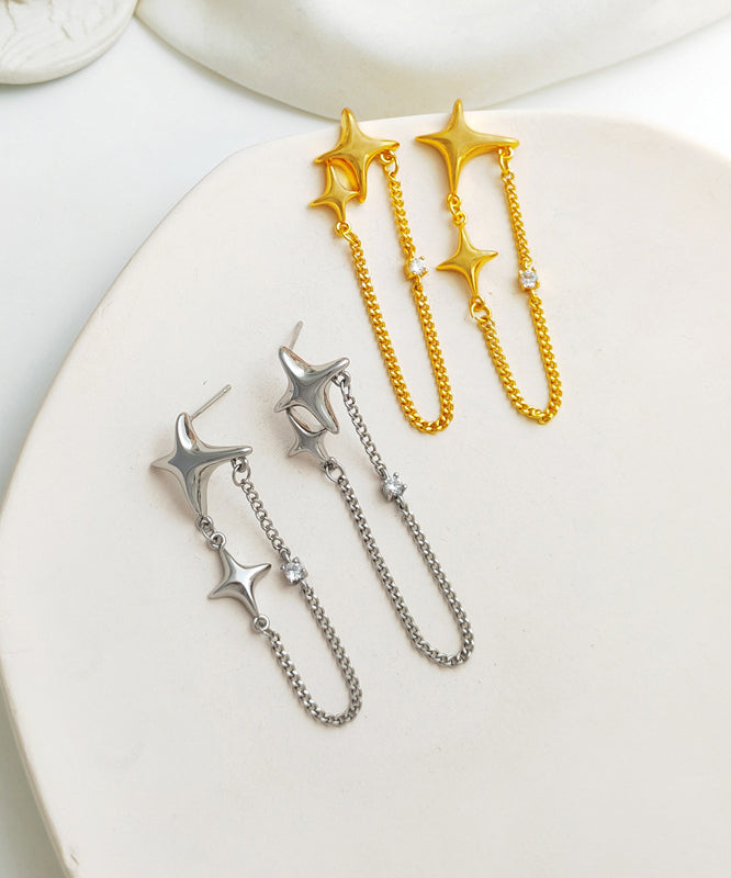 Simple Gold Plated Zircon Drop Earrings