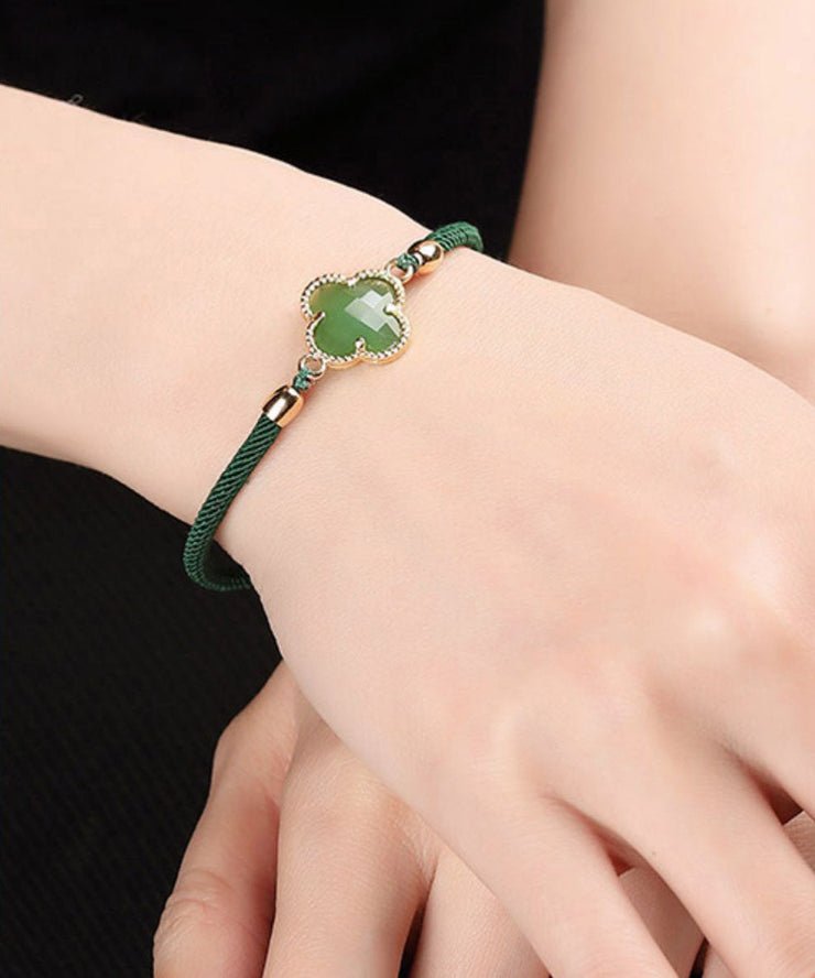 Simple Green Jade Coloured Glaze Charm Bracelet