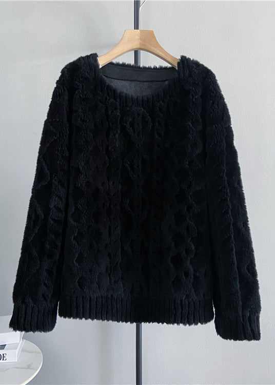 Simple Green O Neck Thread Wool Pullover Winter