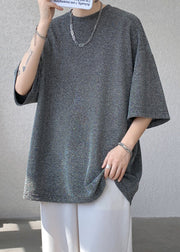 Simple Grey O Neck Ice Silk Best T Shirts For Men Summer