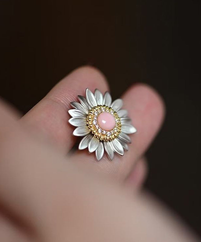 Simple Pink Alloy Zircon Daisy Stud Earrings