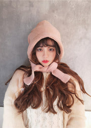 Simple Pink Cotton Knit Warm Bonnie Hat