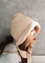 Simple Pink Cotton Knit Warm Bonnie Hat