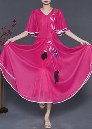 Simple Rose Embroidered Silk Dress Cloak Sleeves