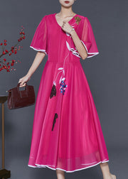 Simple Rose Embroidered Silk Dress Cloak Sleeves