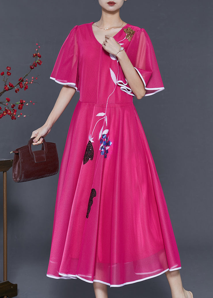 Simple Rose Embroidered Silk Dress Cloak Sleeves