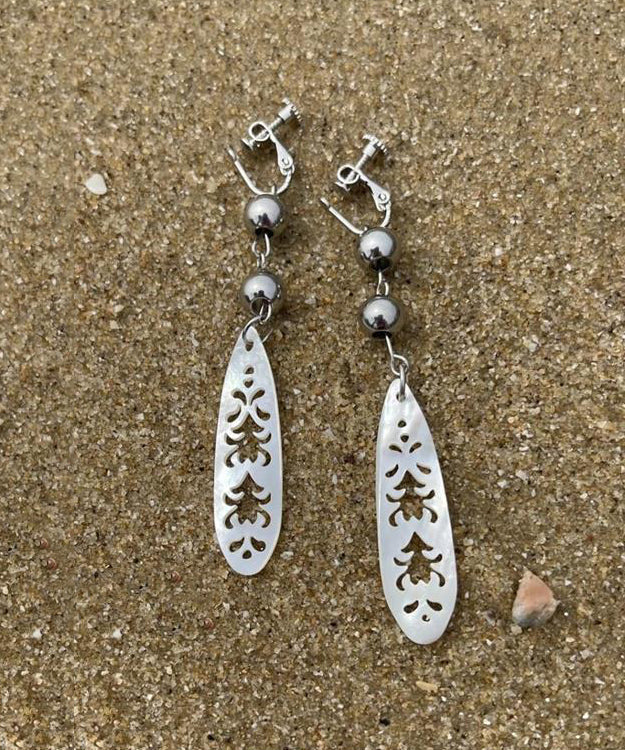 Simple Silk Stainless Steel Hollow Out Drop Earrings