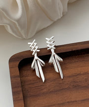 Simple Silk Sterling Silver Bow Stud Earrings