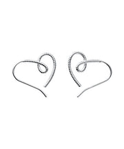 Simple Silk Sterling Silver Love Hoop Earrings