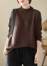 Simple Versatile Purple Loose Thick Knit Sweater Tops Winter