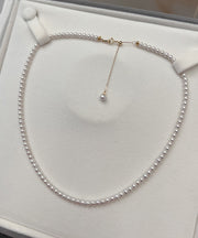 Simple White 14K Gold Pearl Pendant Necklace