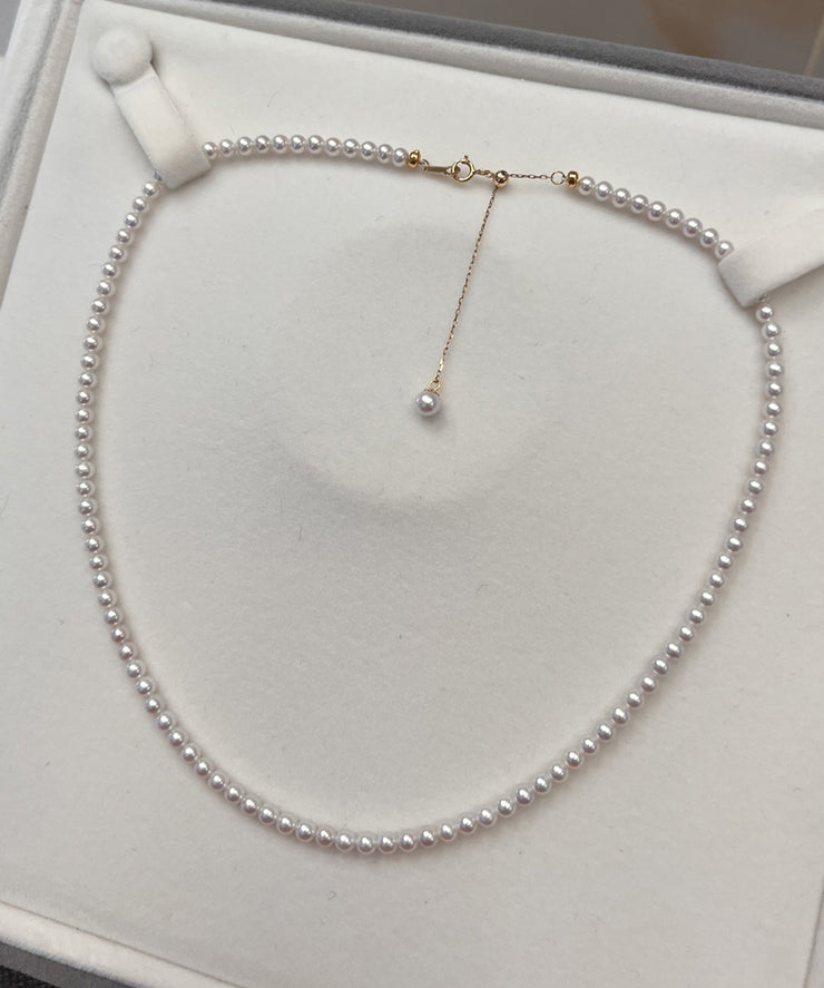 Simple White 14K Gold Pearl Pendant Necklace