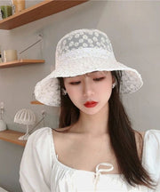 Simple White Daisy Lace Patchwork Embroideried Floppy Sun Hat