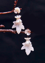 Simple White Leaf Acrylic Drop Earrings