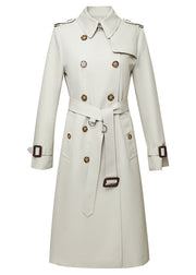 Classic Khaki Cotton Double Breasted Trench Spring Jacket Long Coat