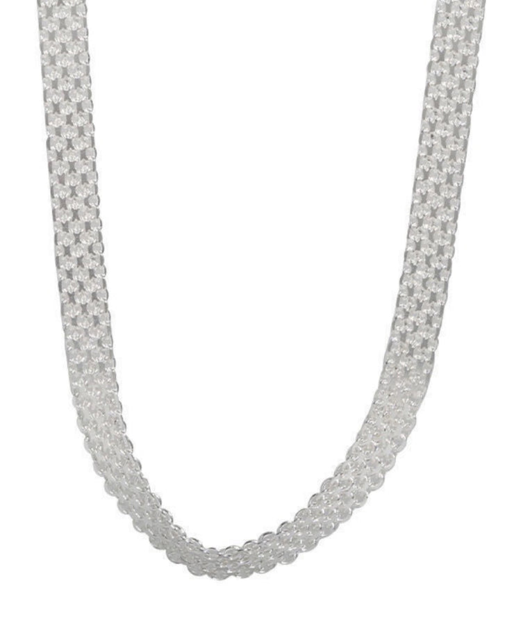 Simple White Sterling Silver Hand Woven Collar Necklace