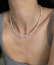 Simple White Water Drop Stainless Steel Overgild Water Drop Pearl Graduated Bead Necklace