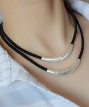 Simple Women Black Sterling Silver Choker