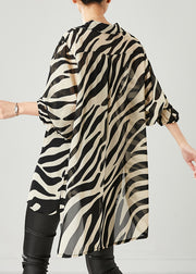 Simple Zebra Pattern Oversized Striped Chiffon Top Spring