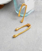 Skinny Gold Copper Overgild Long Stud Earrings