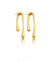 Skinny Gold Copper Overgild Long Stud Earrings