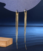 Skinny Gold Copper Overgild Tassel Drop Earrings