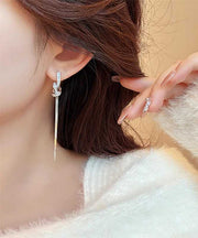 Skinny Silk Copper Alloy Tassel Drop Earrings