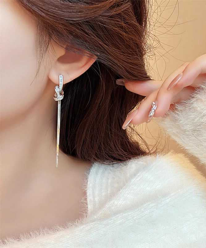 Skinny Silk Copper Alloy Tassel Drop Earrings