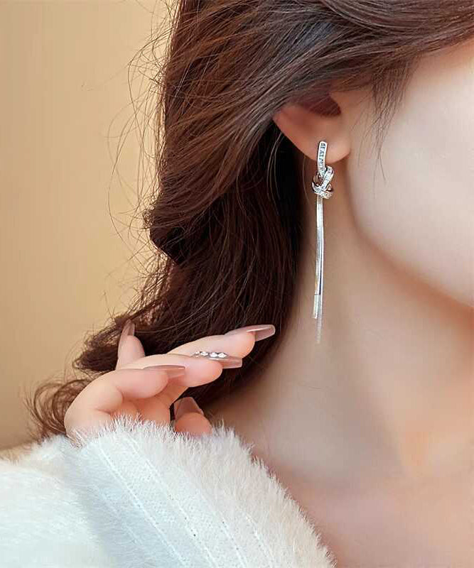 Skinny Silk Copper Alloy Tassel Drop Earrings