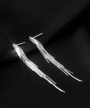 Skinny Silk Sterling Silver Overgild Tassel Drop Earrings