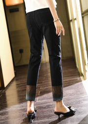 Slim Fit Black Pockets High Waist Crop Jeans