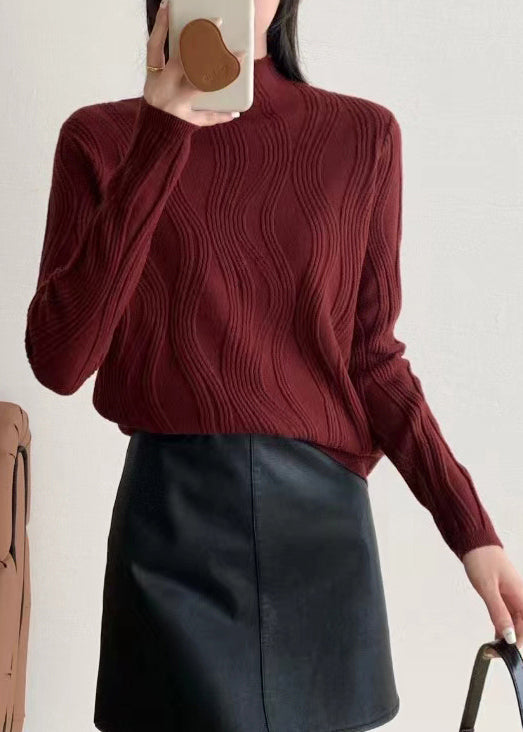 Slim Fit Coffee Turtleneck Solid Knit Sweaters Fall