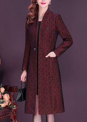 Slim Fit Mulberry Stand Collar Jacquard Spandex Trench Long Sleeve