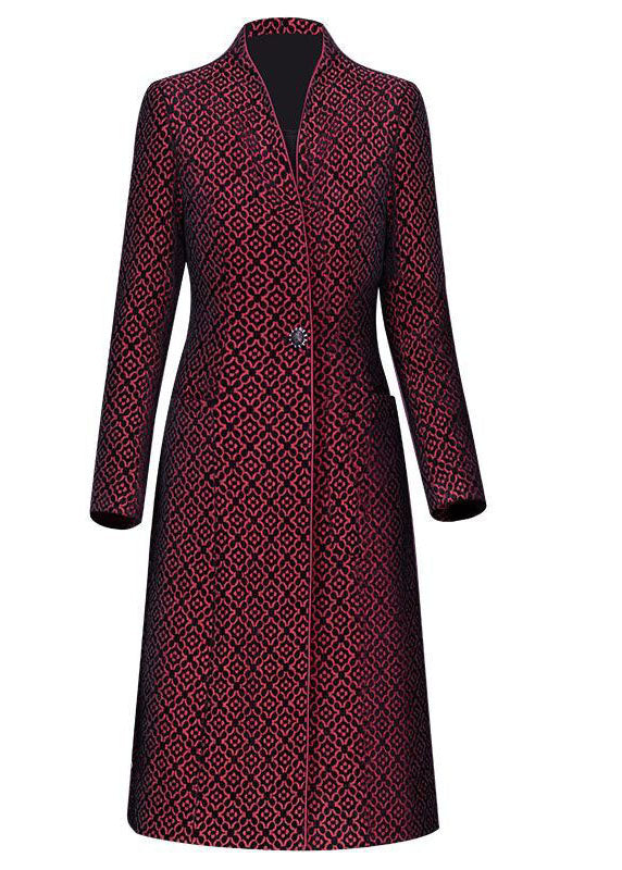 Slim Fit Mulberry Stand Collar Jacquard Spandex Trench Long Sleeve